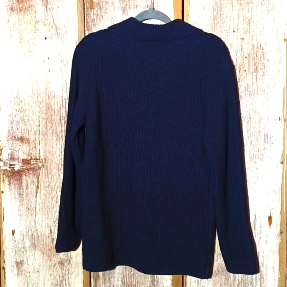 Italy Brunella Gori wool blend fisherman knit men's navy cardigan M - Picture 6 of 11